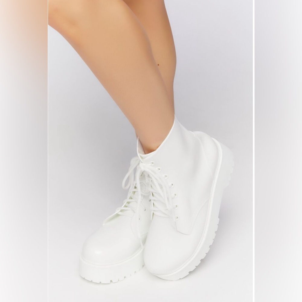 White vinyl combat boots NWOT